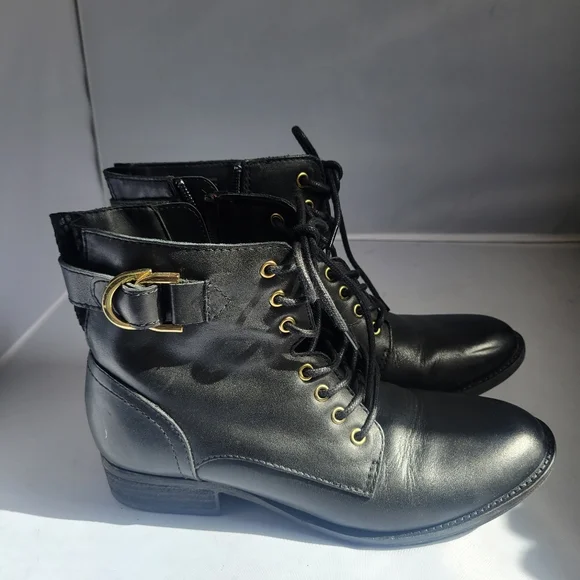 Aldo Lace Up Ankle Leather Boots Size 9 - Picture 3 of 6